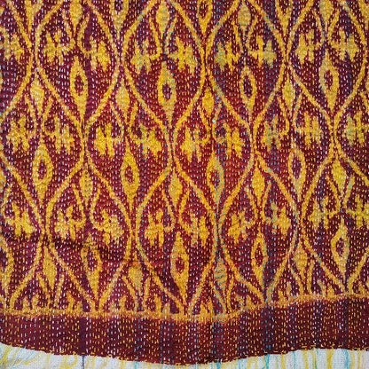 Sciarpa KANTHA con tessuti vintage misto seta ricamo a mano azzurro - RAJA