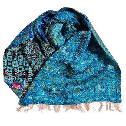 Sciarpa KANTHA con tessuti vintage misto seta ricamo a mano - NEELA