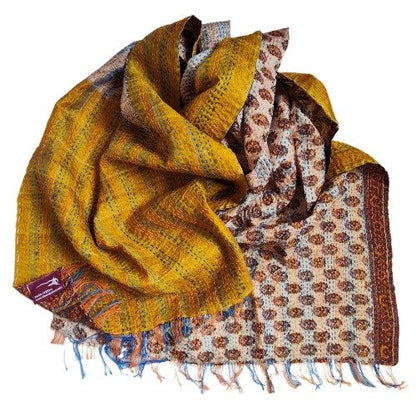 Sciarpa KANTHA con tessuti vintage misto seta ricamo a mano - AAIVAREE – immagine1
