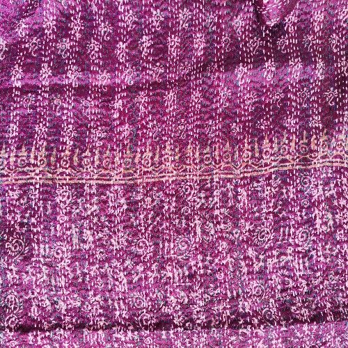 Sciarpa KANTHA con tessuti vintage misto seta ricamo a mano - LAVANDA