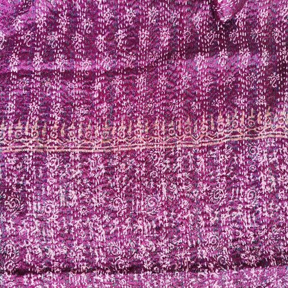 Sciarpa KANTHA con tessuti vintage misto seta ricamo a mano - LAVANDA