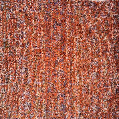 Sciarpa KANTHA con tessuti vintage misto seta ricamo a mano BATIK - ARANCIONE – immagine5