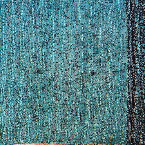 Sciarpa KANTHA con tessuti vintage misto seta ricamo a mano - NEELA
