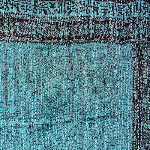 Sciarpa KANTHA con tessuti vintage misto seta ricamo a mano - NEELA