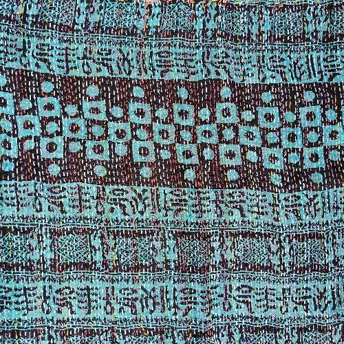 Sciarpa KANTHA con tessuti vintage misto seta ricamo a mano - NEELA