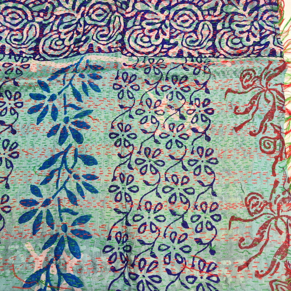 Sciarpa KANTHA con tessuti vintage misto seta ricamo - ALAN