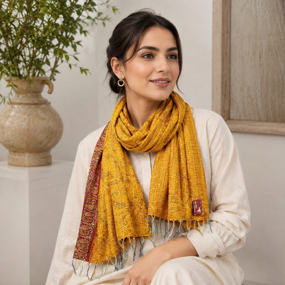 Sciarpa KANTHA con tessuti vintage misto seta ricamo - BEE
