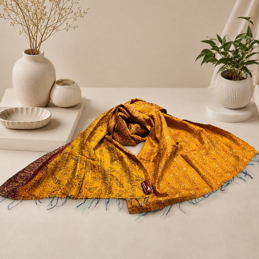 Sciarpa KANTHA con tessuti vintage misto seta ricamo - BEE