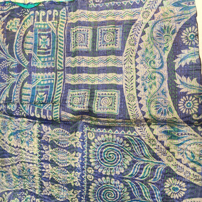 Sciarpa KANTHA con tessuti vintage misto seta ricamo - BLACK