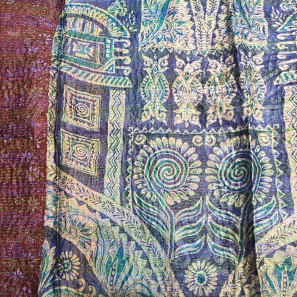 Sciarpa KANTHA con tessuti vintage misto seta ricamo - BLACK