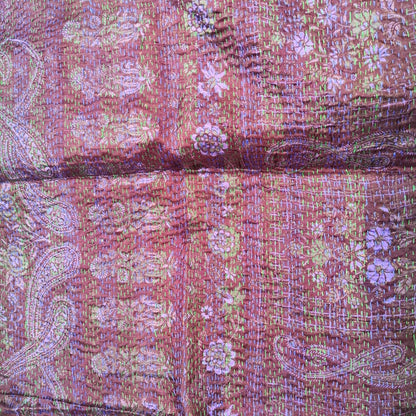 Sciarpa KANTHA con tessuti vintage misto seta ricamo - BLACK