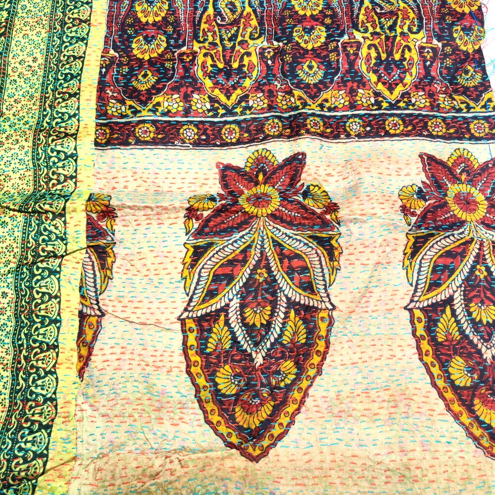 Sciarpa KANTHA con tessuti vintage misto seta ricamo - DAPPA