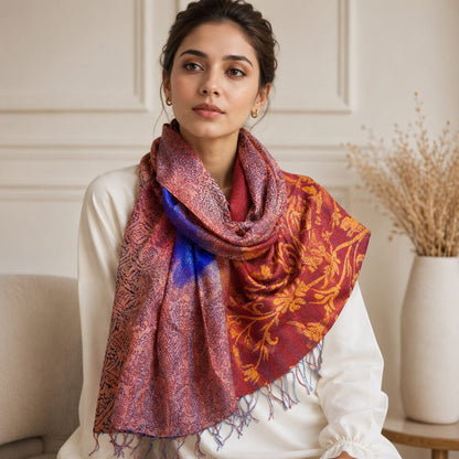 Sciarpa KANTHA con tessuti vintage misto seta ricamo - MING