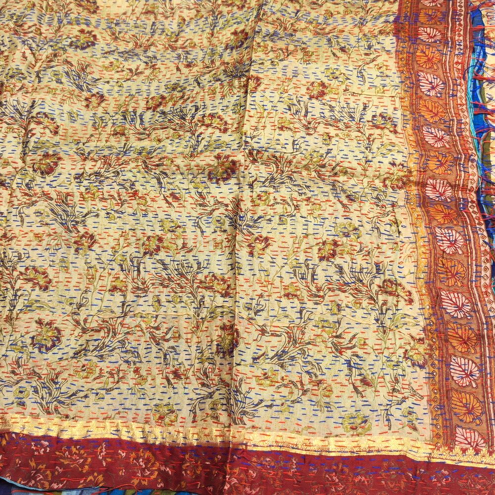Sciarpa KANTHA con tessuti vintage misto seta ricamo - MIRO – retro