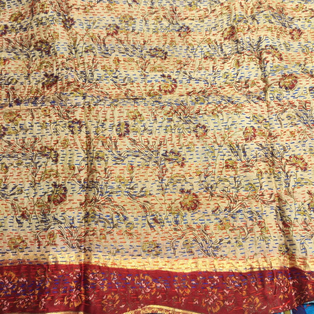 Sciarpa KANTHA con tessuti vintage misto seta ricamo - MIRO – retro
