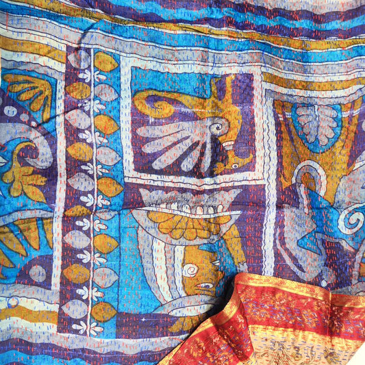 Sciarpa KANTHA con tessuti vintage misto seta ricamo - MIRO – detail