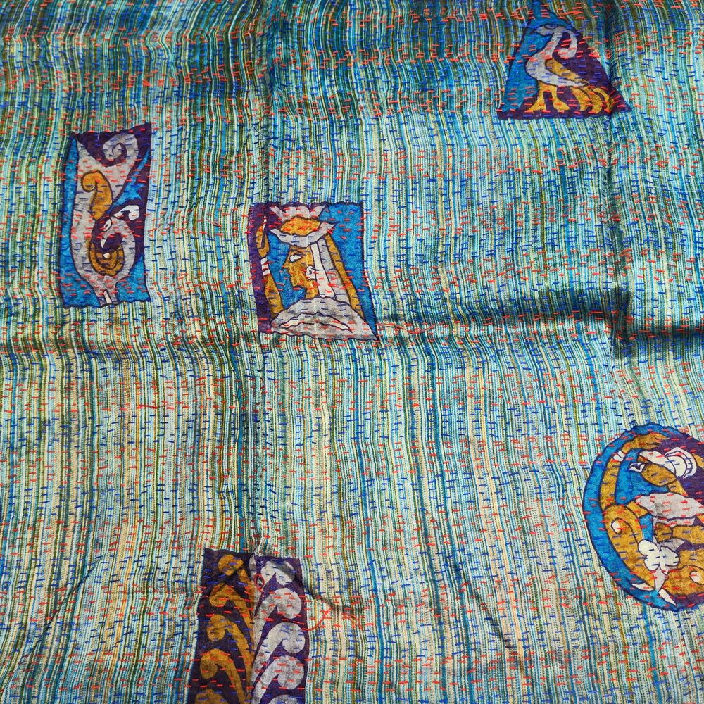 Sciarpa KANTHA con tessuti vintage misto seta ricamo - MIRO – detail