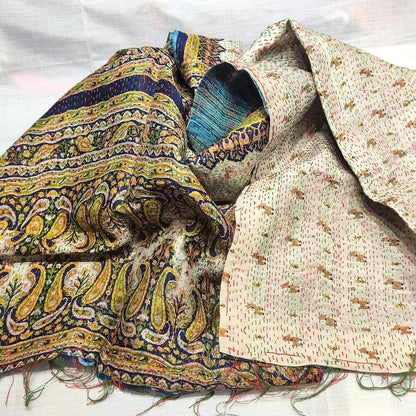 Sciarpa KANTHA con tessuti vintage misto seta ricamo - MOGHUL – intero