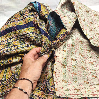 Sciarpa KANTHA con tessuti vintage misto seta ricamo - MOGHUL – detail proporzione