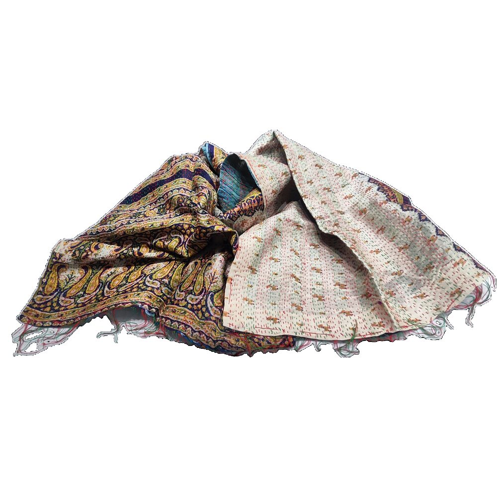 Sciarpa KANTHA con tessuti vintage misto seta ricamo - MOGHUL – studio