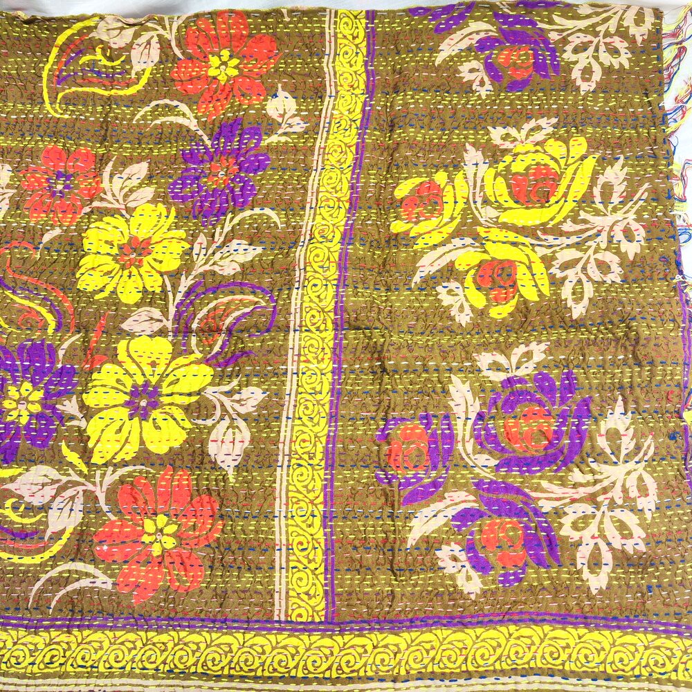 Sciarpa KANTHA con tessuti vintage misto seta ricamo - PROVENCE