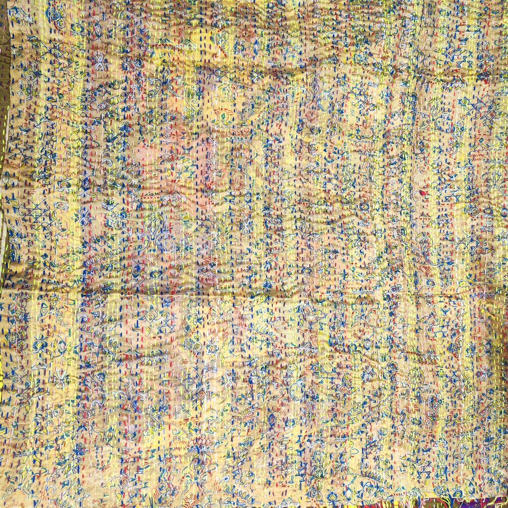 Sciarpa KANTHA con tessuti vintage misto seta ricamo - PROVENCE