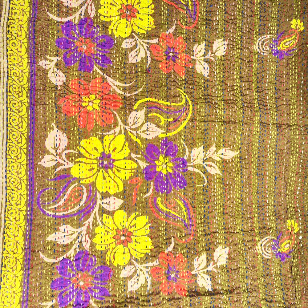 Sciarpa KANTHA con tessuti vintage misto seta ricamo - PROVENCE