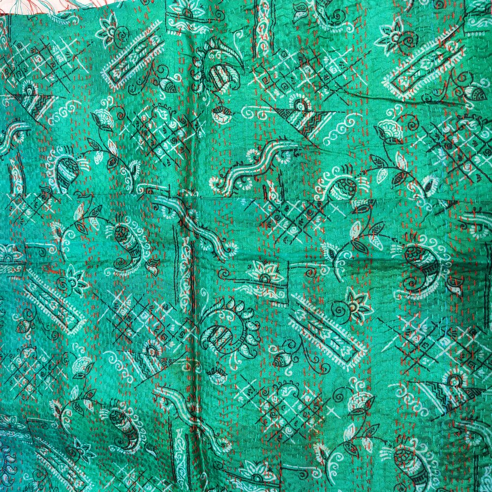 Sciarpa KANTHA con tessuti vintage misto seta ricamo - RANDA