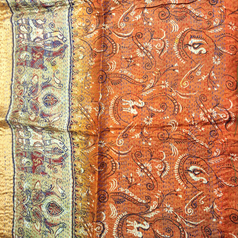 Sciarpa KANTHA con tessuti vintage misto seta ricamo - MEINA