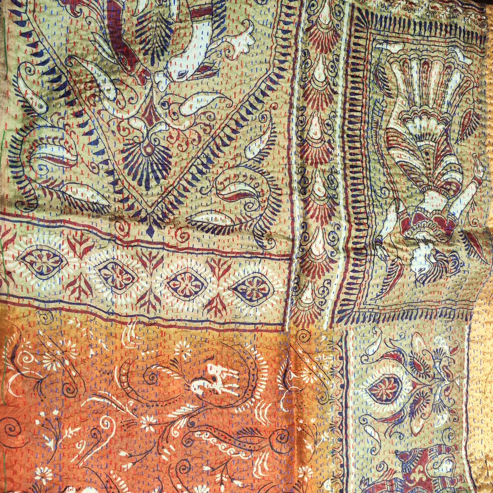 Sciarpa KANTHA con tessuti vintage misto seta ricamo - MEINA