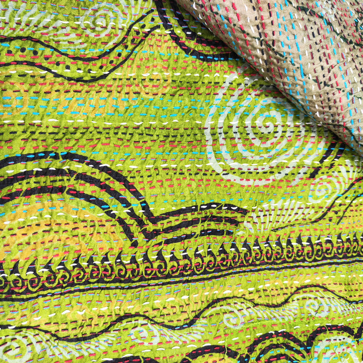 STOLA da donna KANTHA con tessuti vintage misto seta ricamo a mano - MIRIA