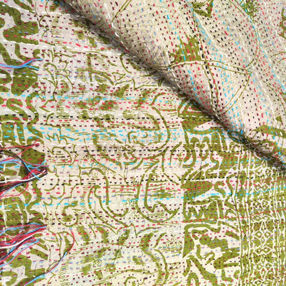 STOLA da donna KANTHA con tessuti vintage misto seta ricamo a mano - MIRIA