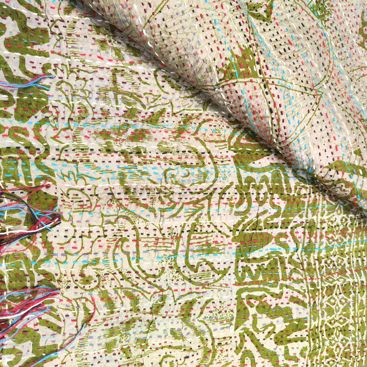 STOLA da donna KANTHA con tessuti vintage misto seta ricamo a mano - MIRIA