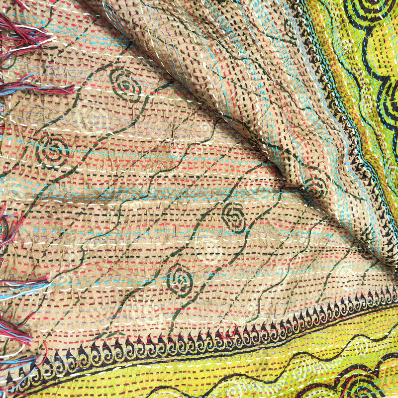 STOLA da donna KANTHA con tessuti vintage misto seta ricamo a mano - MIRIA