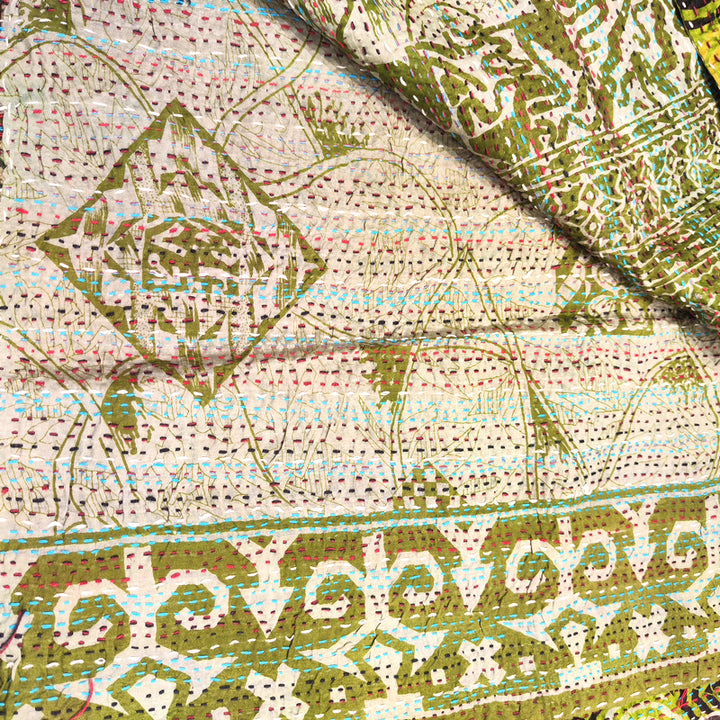 STOLA da donna KANTHA con tessuti vintage misto seta ricamo a mano - MIRIA