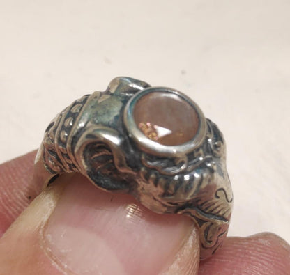 ANELLO ELEFANTE in argento 925 Anello con pietra – pietra di luna apricot