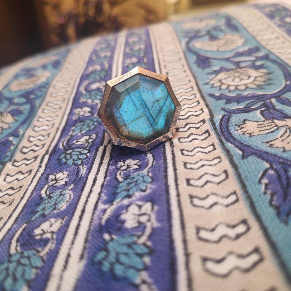 Anello OCTAGON in argento 925 ANELLO artigianale con pietra OTTAGONALE – immagine9