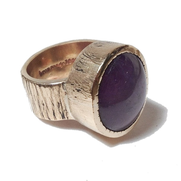 Anello artigianale in bronzo e rubino stellato - bronzeage1968 – immagine4