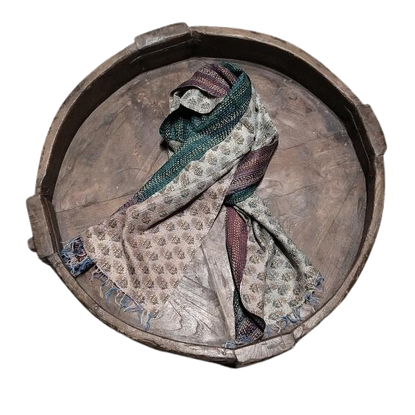 Sciarpa KANTHA con tessuti vintage misto seta ricamo a mano verde