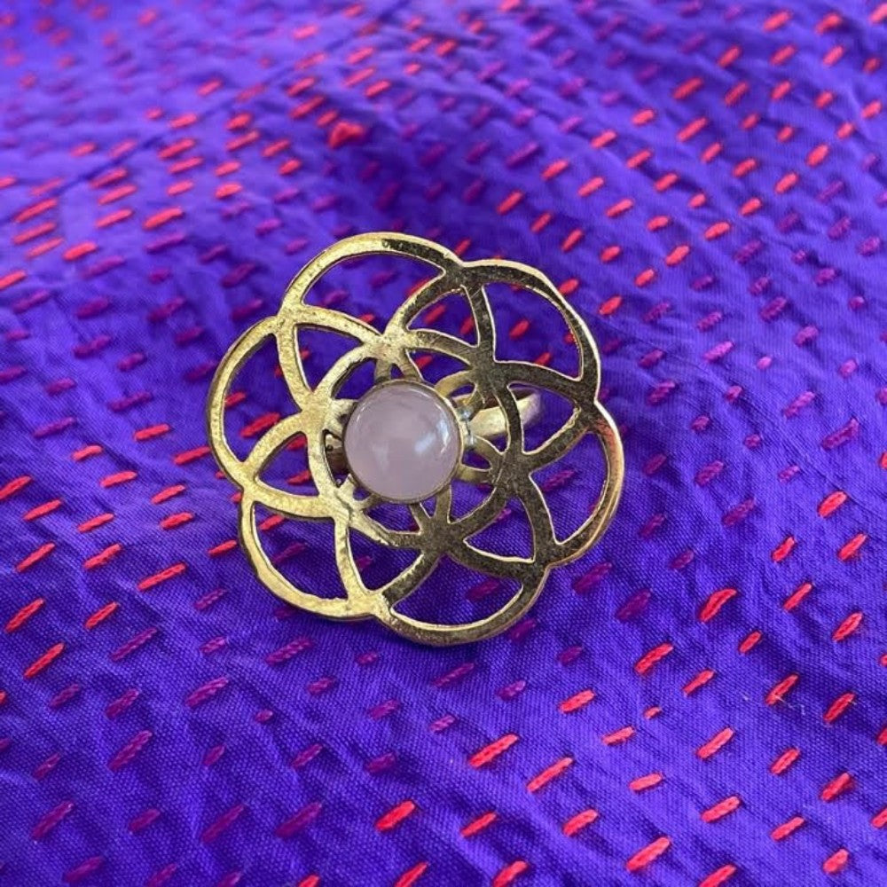 ANELLO Fiore della Vita e Pietra artigianali1