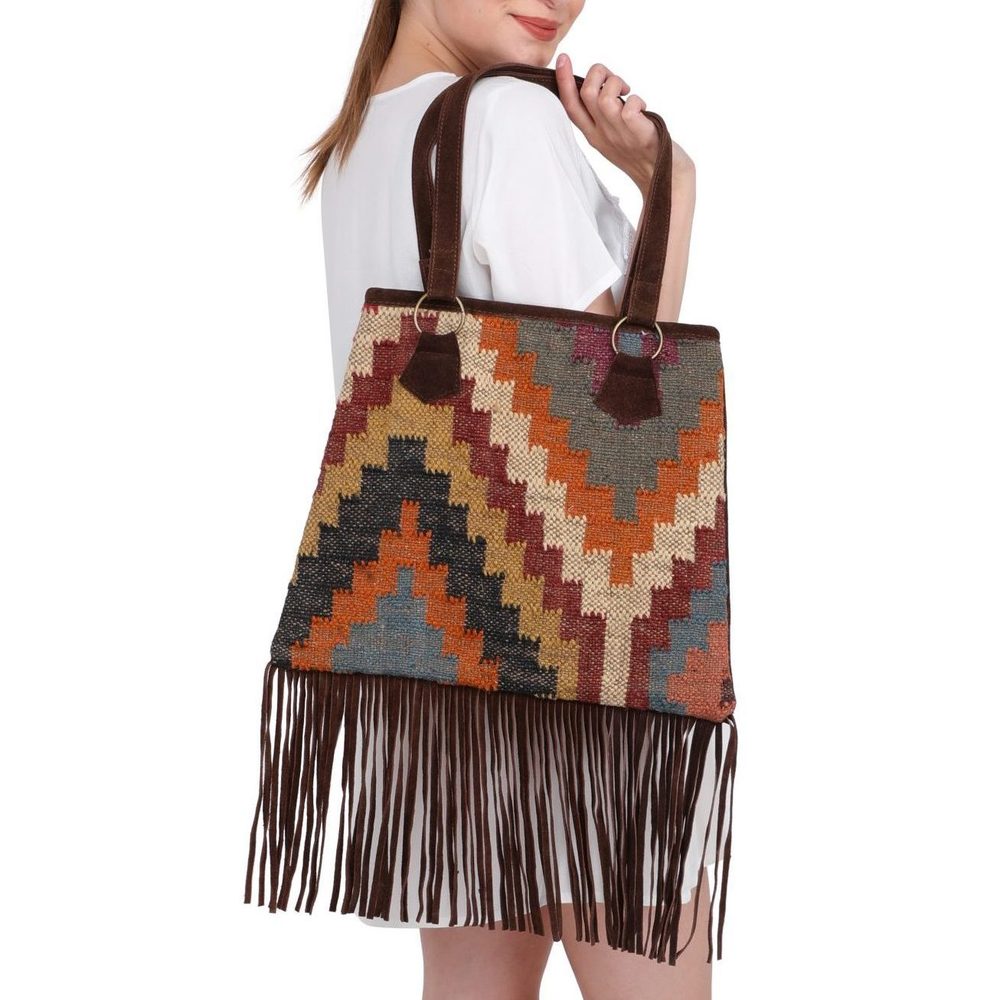 Borsa artigianale realizzato con KILIM e Cuoio