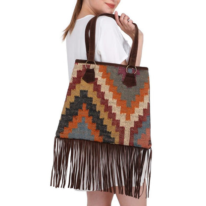 Borsa artigianale realizzato con KILIM e Cuoio