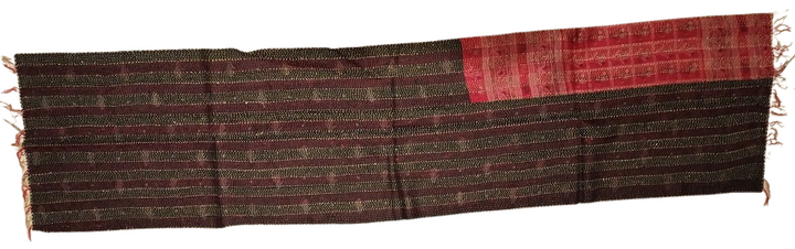 Sciarpa KANTHA con tessuti vintage misto seta ricamo a mano rosso - nero