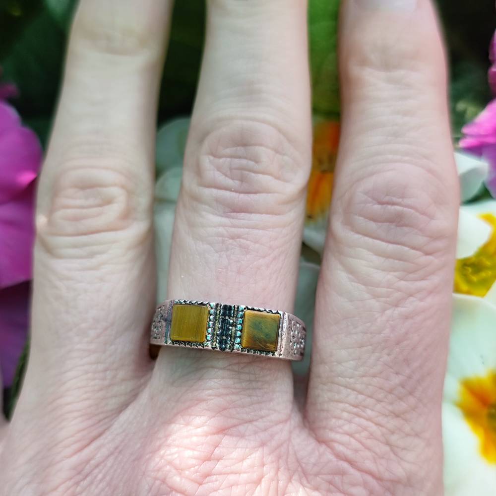 Anello etnico in argento 925 con pietra - DABLA