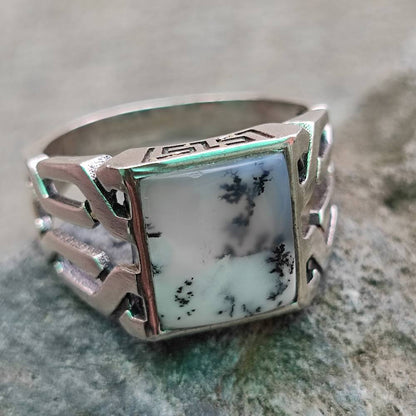 Anello etnico in argento 925 con pietra - LAMPLADEE