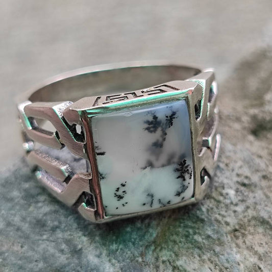 Anello etnico in argento 925 con pietra - LAMPLADEE