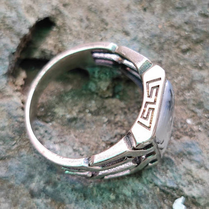 Anello etnico in argento 925 con pietra - LAMPLADEE