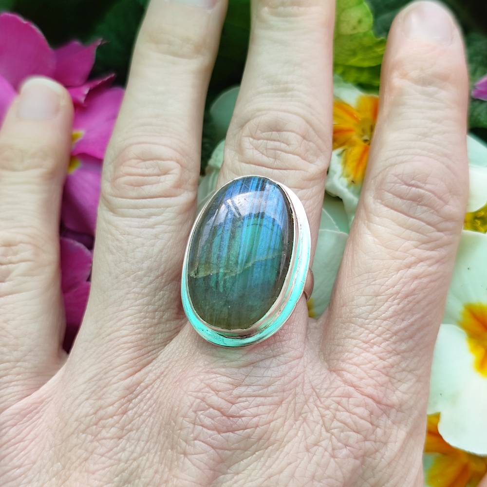 Anello etnico in argento 925 con pietra - MATACHAI