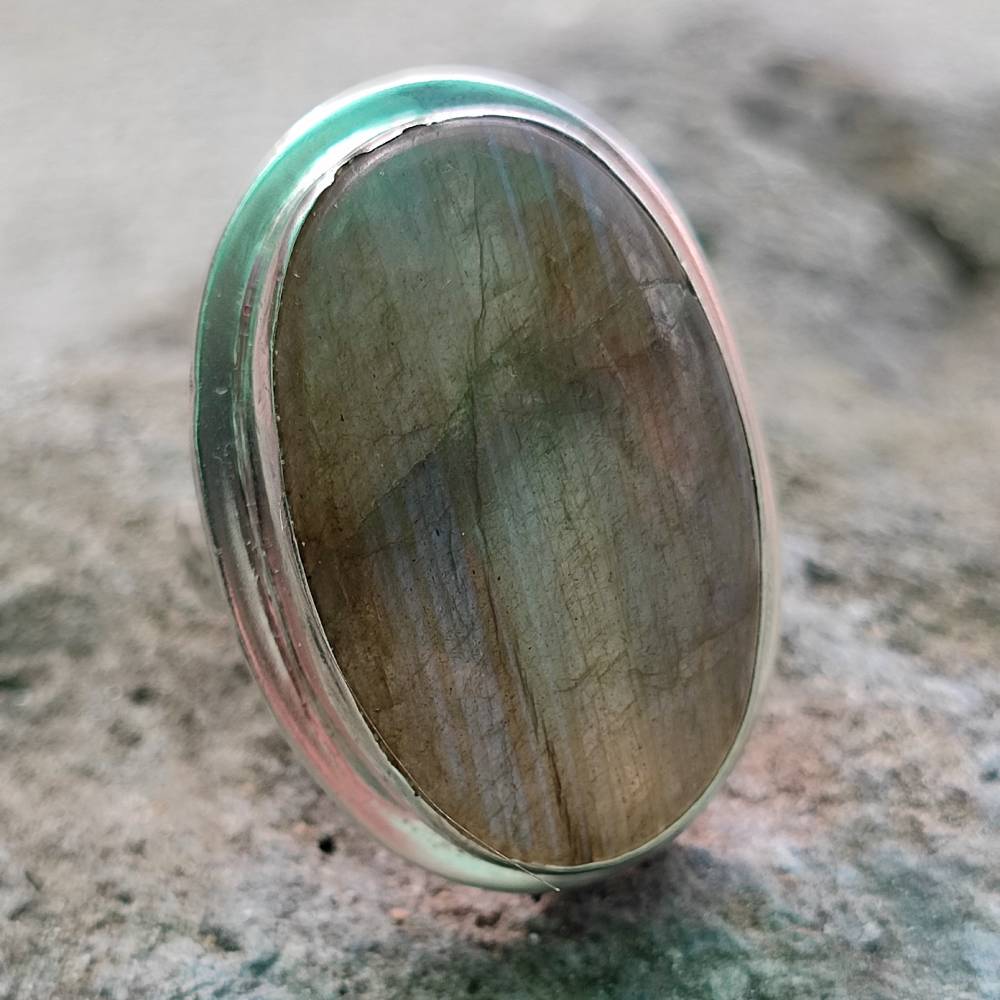 Anello etnico in argento 925 con pietra - MATACHAI