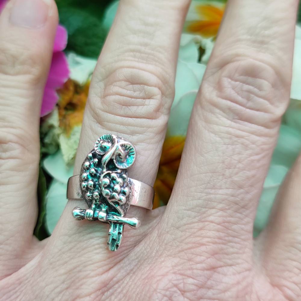 Anello etnico in argento 925 con gufo - SHALKA